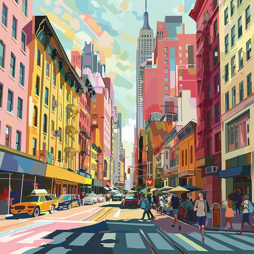 An instrumental hip hop track capturing the essence of a lively summer day in an urban environment. The upbeat rhythm and driving basslines evoke the feeling of cruising through city streets, while dynamic percussions and bright melodies add to the vibrant atmosphere.