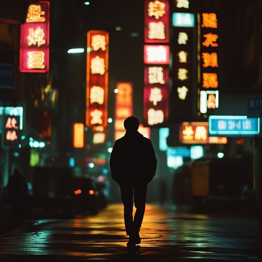 An instrumental smooth electronic composition blending ambient synths and gentle beats, evoking nocturnal cityscapes bathed in neon glow