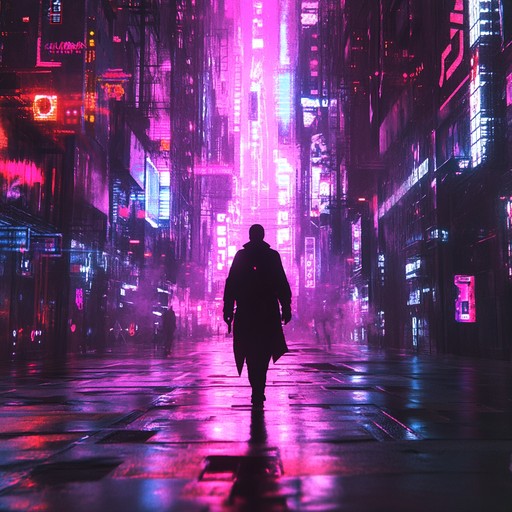 An instrumental track that fuses elegant melodies with cyberpunk aesthetics, creating a sophisticated journey through futuristic neon lit cityscapes. It combines smooth orchestral elements with electronic synths and beats, evoking a sense of sleek modernity and refined style amidst a high tech urban environment.