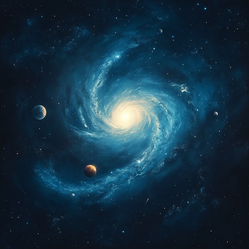 A mesmerizing ambient journey through the cosmos, blending eclectic influences from diverse cultures and epochs. Enigmatic synthesizers create a tapestry of soundscapes, from ancient echoes to futuristic drones. The composition evolves with delicate, sparse instrumentation, looping and undulating to evoke a sense of exploration and wonder.
