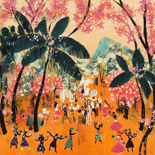 An uplifting instrumental that combines festive bossa nova beats with the serene sounds of traditional japanese instruments, celebrating the fusion of cultures and the beauty of cherry blossom festivals. Listeners are transported to a joyful gathering where east meets west in perfect harmony.