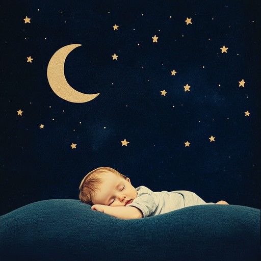 This lullaby features a serene melody carried by a delicate acoustic guitar, designed to inspire peace and tranquility as if cradled by the moonlight. It evokes the imagery of starry nights, offering a sense of warmth and safety perfect for sleeping babies or introspective moments.