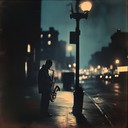 immersive late night jazz solo in urban setting