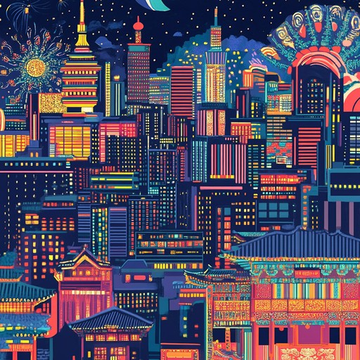 An electrifying instrumental piece that fuses contemporary kpop energy with traditional korean percussion, layered over pulsating synth melodies, evoking the vibrancy of seoul's nighttime skyline.