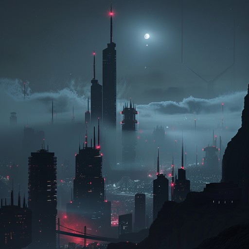 Pulsing basslines and shimmering synths paint a vivid picture of a futuristic metropolis at night, with the music evolving through different sections to evoke various scenes and moods, from the gritty alleyways to the soaring skyscrapers and the buzzing energy of the city's nightlife