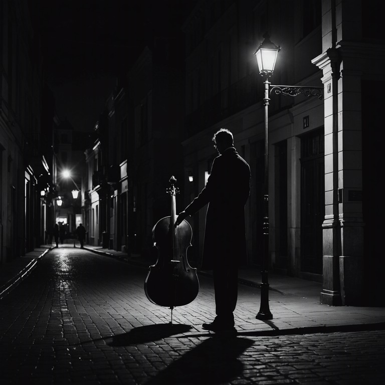 This instrumental track weaves a spine chilling melody that echoes the essence of a haunting, suspenseful night, utilizing a cello's deep and resonant tones to create an eerie yet beautiful piece. The composition slowly builds, layering complex emotions into a compelling auditory narrative that captures the listener’s imagination, drawing them into a world of shadowy figures and whispered secrets.