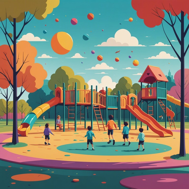 This instrumental track is designed with lively rhythms and catchy melodies to evoke the joyful and energetic spirit of a children's playground. The music pulsates with a groovy beat that encourages movement and dance, making it perfect for children’s entertainment, playtime, or educational activities.