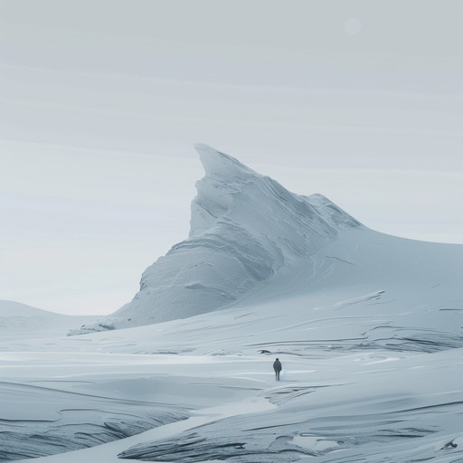 Imagine yourself lost in a vast, frozen tundra, with nothing but the howling wind and the crunch of snow beneath your feet. The eerie, atmospheric soundscape is created using icy synths, haunting drones, and sparse, echoing percussion, painting a vivid picture of isolation and despair in a merciless, arctic environment.