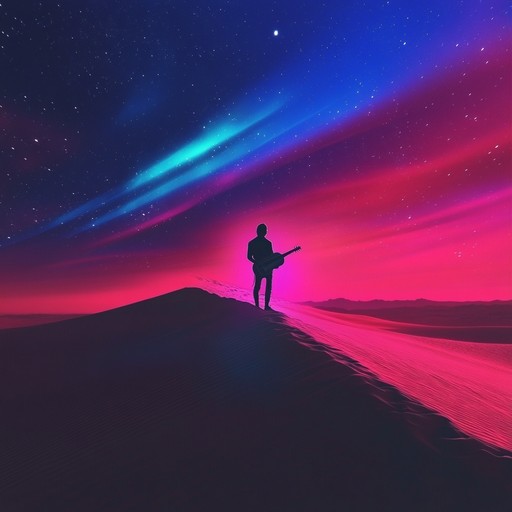 An instrumental blending the smooth retro sounds of synthwave with the rich, traditional tones of the oud, generating an enchanting atmosphere that evokes images of neon lit deserts and futuristic caravans. The piece offers a serene journey through a blend of time and cultures.