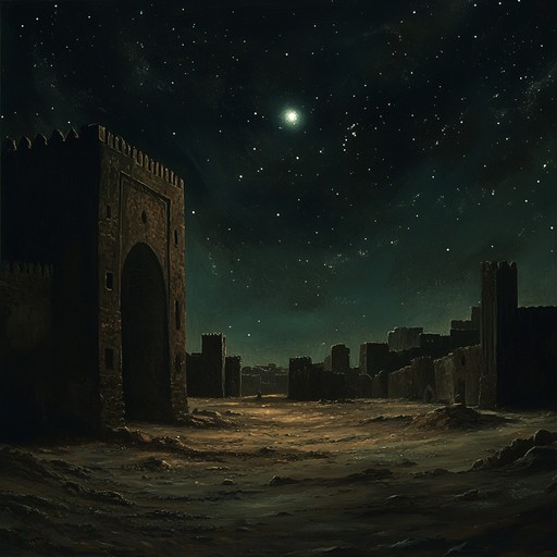 An instrumental track that weaves ominous melodies with middle eastern influences, evoking a sense of mystery and ancient secrets hidden in the deserts