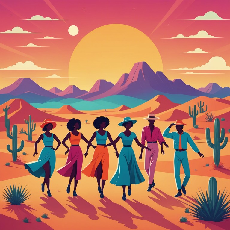 This track embodies the spirit of a lively ethnic festival, utilizing traditional flutes set against a backdrop of powerful percussion and vibrant rhythms to create a sense of awakening and joy in the midst of a sprawling desert landscape.