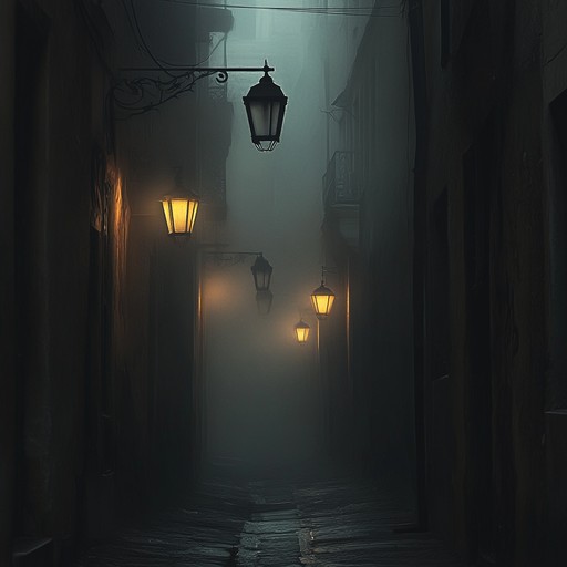 A somber journey through an urban maze at nightfall, where shadows dance under flickering streetlights. The distant hum of traffic merges with unsettling whispers, creating a gritty landscape of sound that evokes unease and curiosity. Atmospheric drones blend with industrial percussions to paint a sonic portrait of an enigmatic city bathed in twilight.