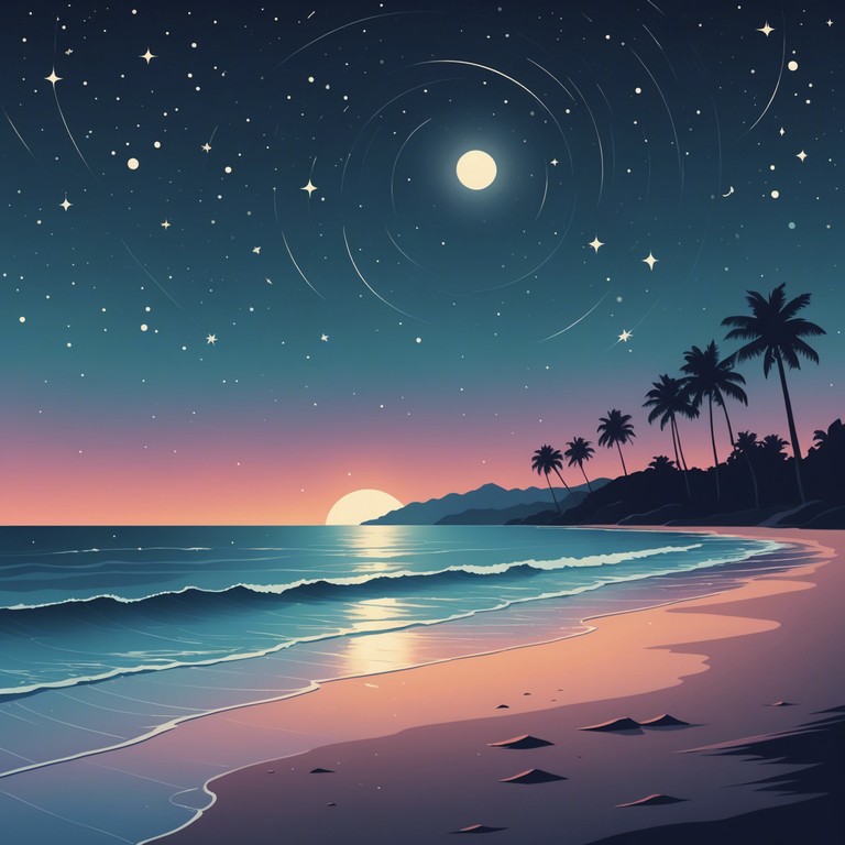 Imagine a soft bossa nova melody playing as you dance with a loved one on the soft sands of a brazilian beach under a star filled sky. The acoustic guitar leads the way, accompanied by subdued beats, encapsulating the tranquil and romantic spirit of the night.