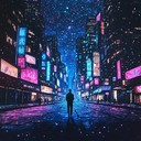 a lonely journey through neon lit cityscapes at night