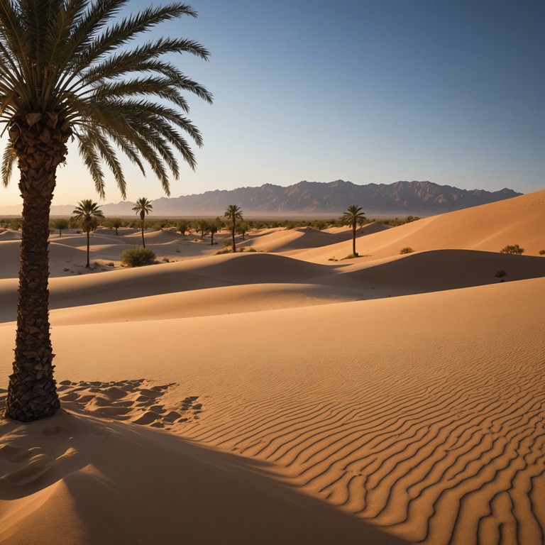 Imagine a composition that transports the listener to a vivid journey across a magical desert landscape, where each note reflects shimmering mirages and ancient whispers carried by the wind