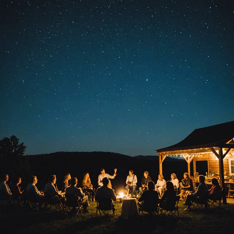 Immerse in the heartwarming vibes of a starlit gathering in rural brazil, where the acoustic guitar reigns supreme, playing heart touching, energetic tunes that celebrate life and togetherness.