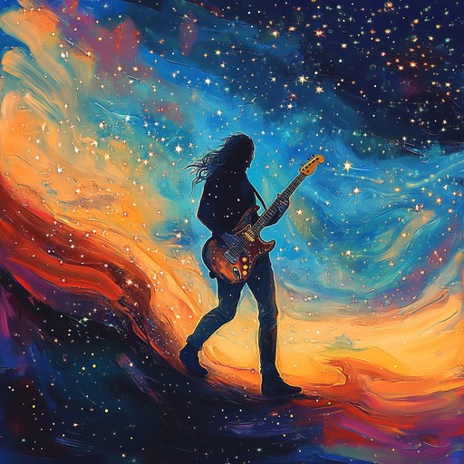 Embark on a powerful, guitar driven exploration where colorful sounds and intense emotions weave through a cosmic tapestry. This instrumental piece conjures images of dreamy, otherworldly landscapes, echoing with the intense yearning of distant stars and celestial bodies