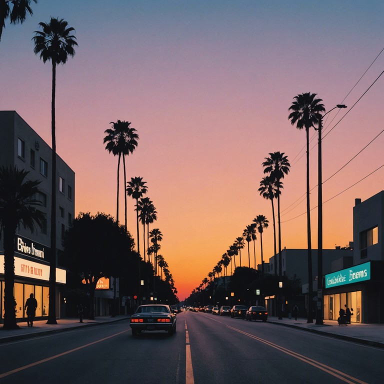 Imagine a sprawling, cinematic track that captures the essence of a sunset drive down los angeles’ iconic sunset boulevard. The music ebbs and flows like the city's skyline, with a vibrant mixture of electronic and orchestral elements creating a dreamy yet dynamic soundscape.