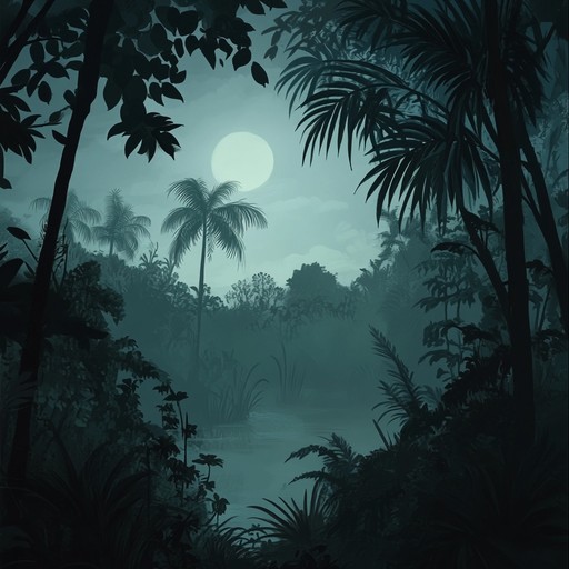 This instrumental track evokes the deep, brooding atmosphere of a dense jungle at midnight. Subdued tropical melodies intertwine with haunting drum rhythms, creating an eerie sense of mystery and foreboding. The music builds gradually, like the rustling of leaves and distant animal calls echoing through the night.