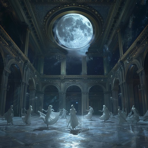 Step into a ghostly ballroom illuminated by the pale moonlight. The atmosphere is chilling but captivating, as spectral figures glide gracefully across the floor. A haunting melody from a lone violin draws you deeper into the spectral scene, creating a waltz that is both mesmerizing and unsettling. The music ebbs and flows with an eerie elegance, evoking a sense of timeless mystery.