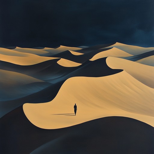 An evocative instrumental piece that captures the profound sense of loneliness and solitude experienced in the vast deserts of the middle east, blending traditional middle eastern sounds with haunting melodies to create a moving auditory experience.