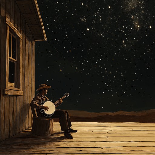 In the tranquil night of the appalachian mountains, a lone banjo player crafts a series of melodious tunes that echo through the moonlit valleys. This piece combines traditional folk influences with a touch of modern flair, inviting listeners on a nostalgic journey filled with warmth and comfort.