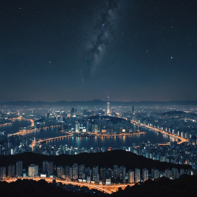 A musical journey through the quiet and serene night landscape of seoul, combining modern and traditional vibes for a unique listening experience.