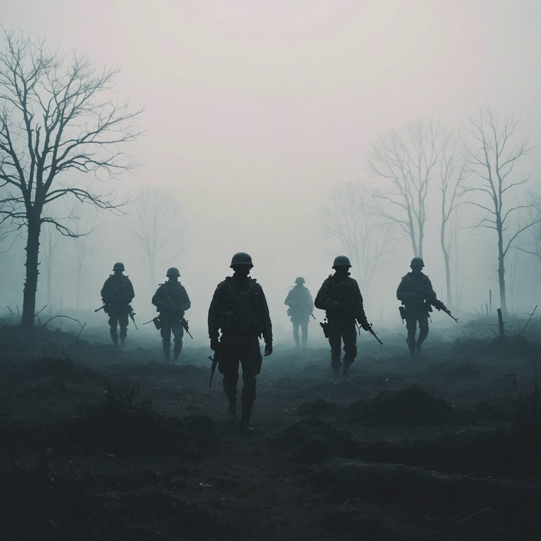 This instrumental track melds the enigmatic ambiance of invisible forces with the disciplined structures of military rhythm, evoking the aura of a mysterious army moving through a fog covered battlefield at dawn. Percussive elements mimic the sound of marching troops, while a haunting flute intertwines melodies that hint at ghost like apparitions of bygone warriors.