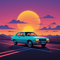 retro feel, vivid, playful, nostalgic, upbeat synthwave vibes