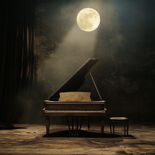 This composition captures the tranquility of nighttime with gentle piano notes, yet introduces a dark twist through haunting melodies. It evokes the serene yet eerie atmosphere of an old, abandoned cabaret, casting a veil of mystery and melancholy over its peaceful soundscape.