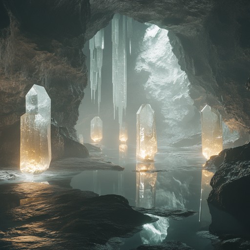 An instrumental piece that transports listeners to an otherworldly realm where serene melodies resonate within shimmering crystal caves. The composition blends ethereal tones and unusual textures to evoke a sense of calm amidst the bizarre beauty of hidden depths.