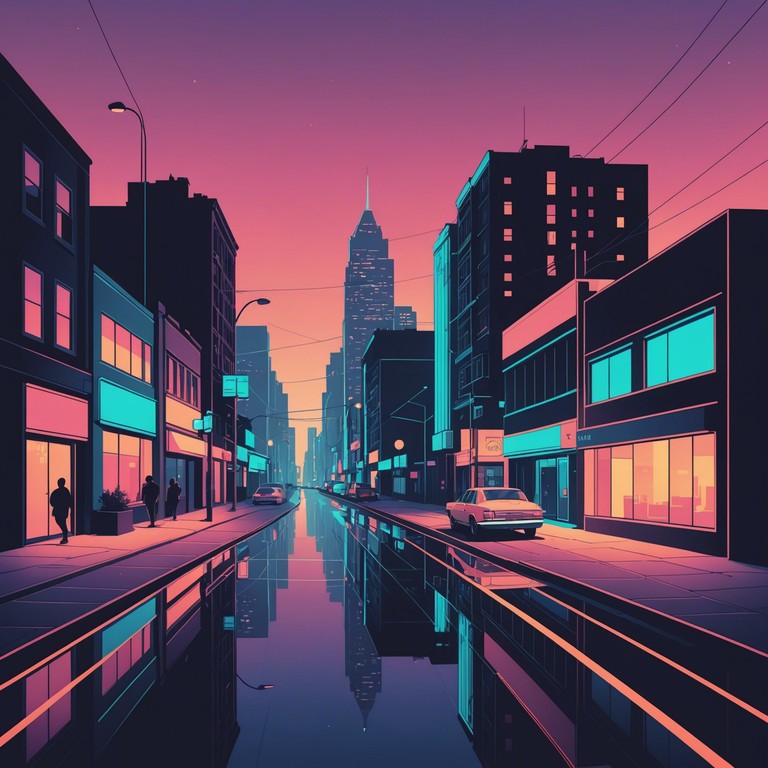 Immerse yourself in the tranquil sound of soft synth layers, mimicking the reflective lights of a city at rest, suitable for relaxation or meditative contemplation.