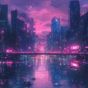 sad electronic vibes in a futuristic, neon drenched setting