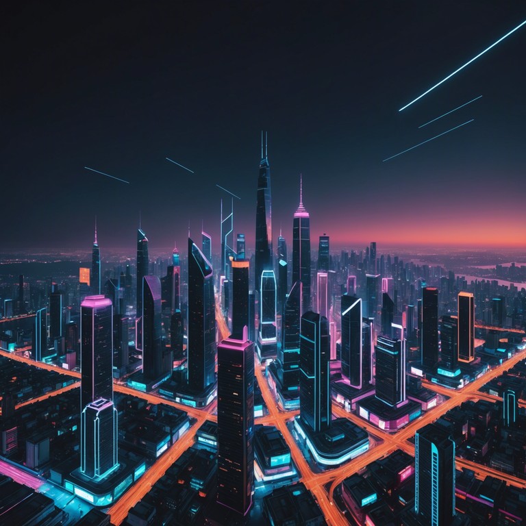 In a near future metropolis, an underground movement uses electronic music as a form of defiance against oppressive forces, blending deep bass with an array of synthetic melodies to empower and enliven the downtrodden.