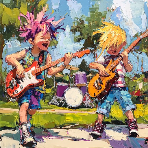 This high energy punk rock instrumental is perfect for young rebels. Packed with driving guitar riffs and dynamic drum patterns, it encourages kids to embrace their adventurous and fun loving sides. The music maintains a playful tone, making it an ideal soundtrack for youthful exuberance and empowerment.