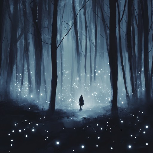 This instrumental piece weaves a haunting melody through shimmering layers of sound, creating an ethereal atmosphere where haunting echoes meet glittering tones. The music evokes a sense of mystery and wonder, as if wandering through a starlit, enchanted forest filled with the whispers of the past.