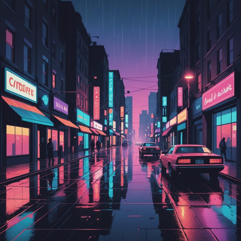 This track captures the essence of a rainy neon lit cityscape at midnight. Soft synthesizer sounds are intertwined with minimalist beats to evoke a serene yet invigorating auditory journey through a futuristic urban landscape. Delicate motifs and a gradually evolving soundscape provide a fresh mix of introspection and gentle energy.