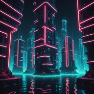 underwater cityscape meets neon lit vibes