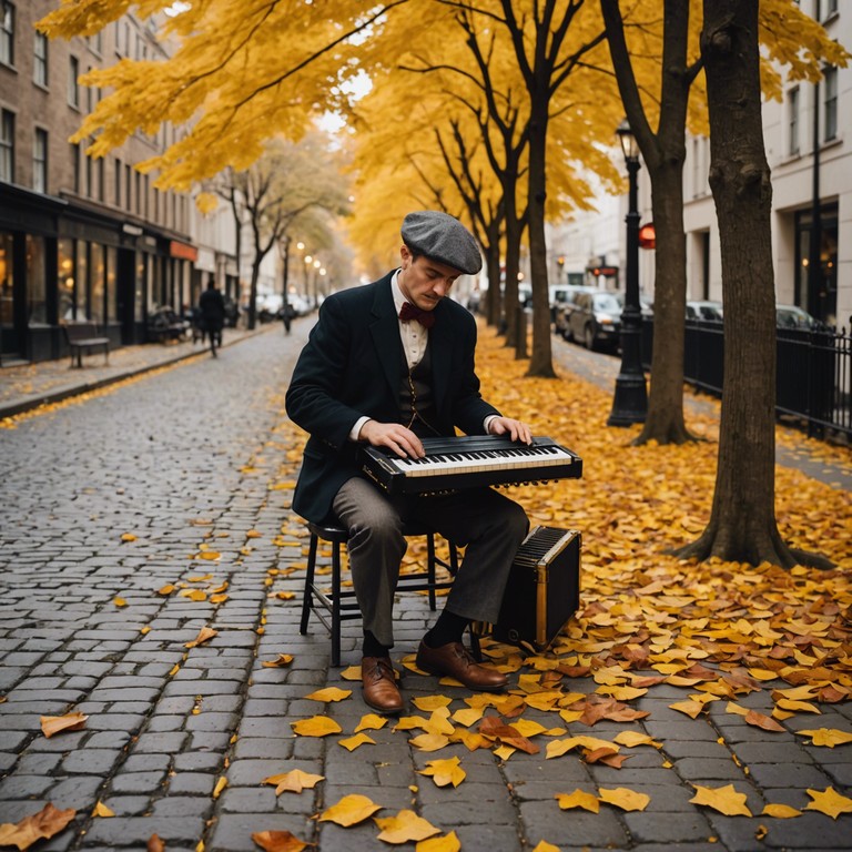 This lively waltz captures the essence of autumn's playful spirit, with brisk tempo and swirling melodies that conjure images of falling leaves. The dynamic tune moves with a lively pep mimicking the unpredictable gusts of an october wind. This music is like a dance through a cascade of amber and gold, brilliant under a soft, fading sun.