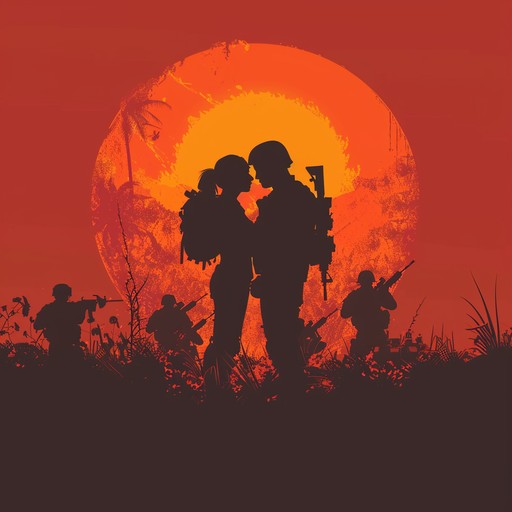 An evocative blend of military precision and romantic grace, this piece combines marching rhythms with sweeping, lyrical melodies that evoke a sense of love amidst the chaos of battle. Reflective of unyielding devotion and undying passion, it tells a story of lovers separated by war, yet united in spirit, their hearts beating in sync like a metronome guiding their steps through life's battlefield.