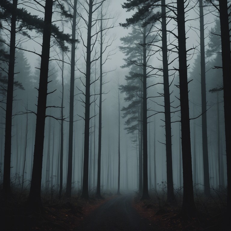 This piece captures the unnerving silence and sudden eerie sounds of whispers that float through a dense, mist shrouded forest, conveying a feeling of isolation and suspense. The plucking of strings mimics the subtle disturbances of a quiet woodland teeming with secrets and hidden fears.
