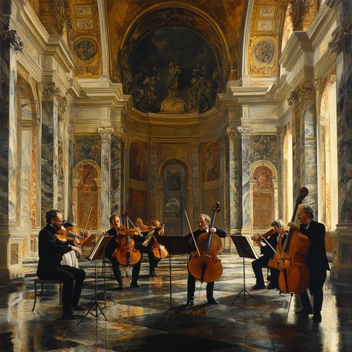 An energetic baroque composition that blends intricate harpsichord with lively strings, evoking feelings of joy and euphoria