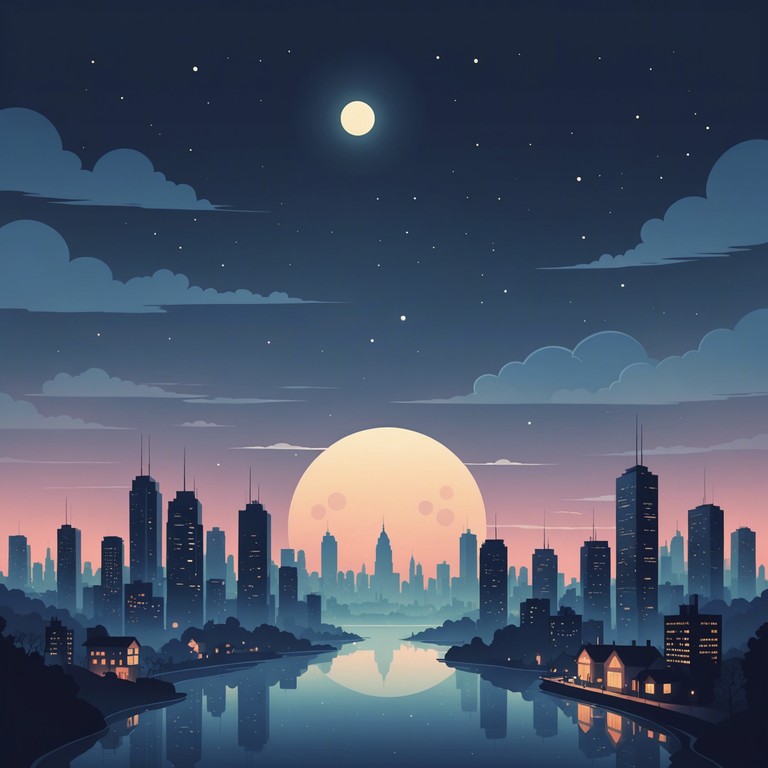 Imagine a tranquil evening where the moon illuminates a quiet cityscape. The gentle groove of a bass encapsulates the night's calm, mingling soft beats with the whisper of the night wind, creating an ambient, rhythmic escape into peace.