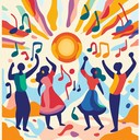 an upbeat instrumental mixing funk and house for joyful dancing