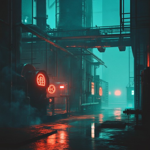 An instrumental track blending distorted guitars, mechanical percussion, and psychedelic synths to create a hypnotic industrial rock soundscape reminiscent of navigating through rusted factories and echoing machinery.