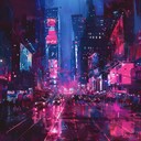 pulsing electronic beats portraying a vibrant urban night