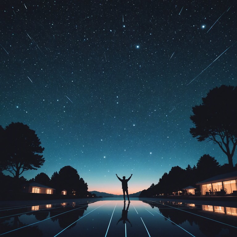 Imagine a dancefloor under a starlit sky, where the beats of disco funk blend seamlessly with ethereal sounds, creating an auditory journey as boundless as the cosmos. The music captures the essence of a perfect starry night combined with a trippy vibe, leading to a celebration of both the night and dance.