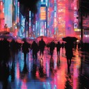 upbeat rhythms and synth melodies in neon lit tokyo.