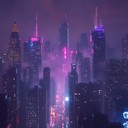 electric beats, intense synths in futuristic city dystopia