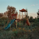 eerie lullabies echoed in ghostly children's playground at dusk